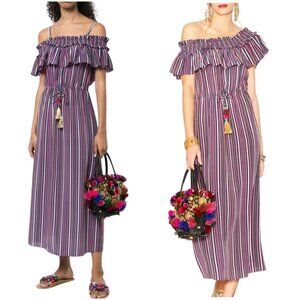 Figue Mirella Striped Midi Dress Love Stripe Maya M medium silk off shoulder